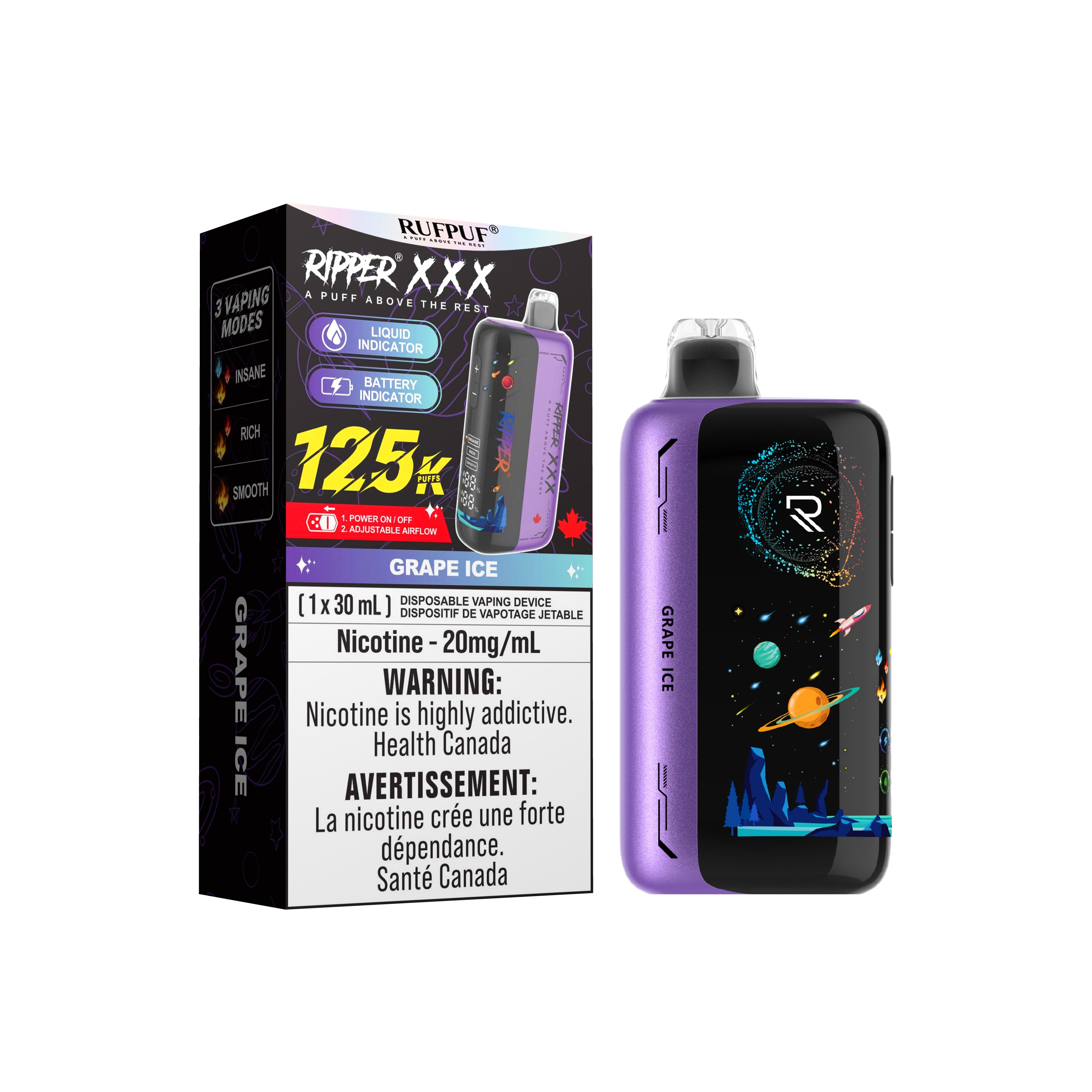 RufPuf Ripper XXX 125K Puffs – Vape Jetable Premium 30 mL