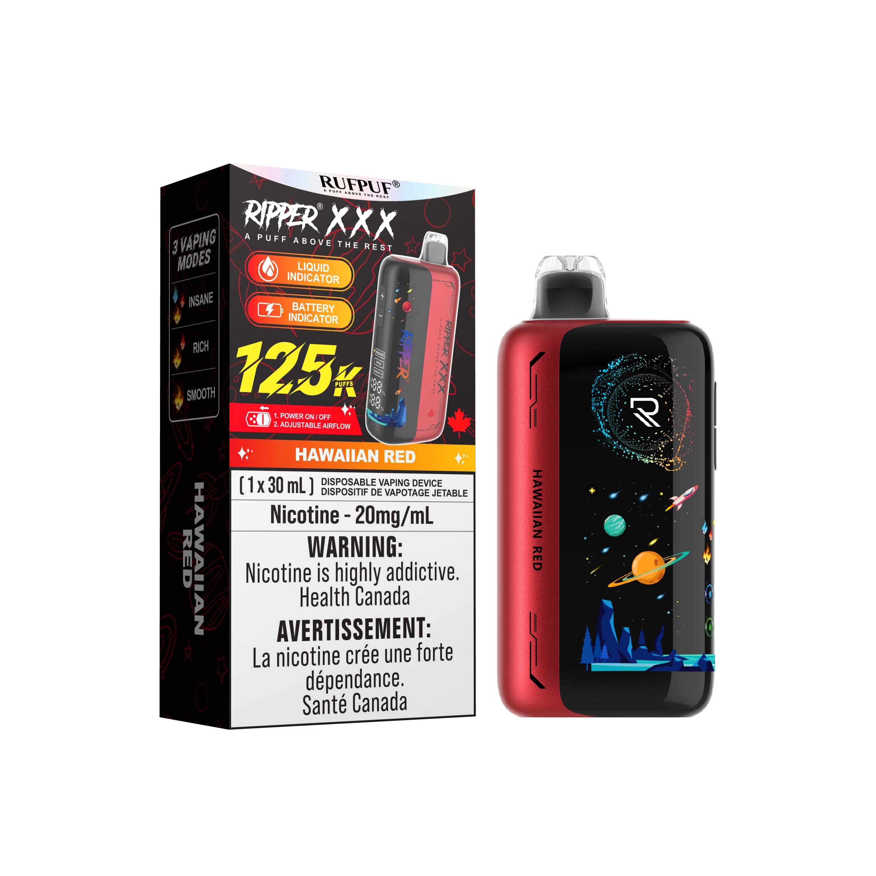 RufPuf Ripper XXX 125K Puffs – Vape Jetable Premium 30 mL