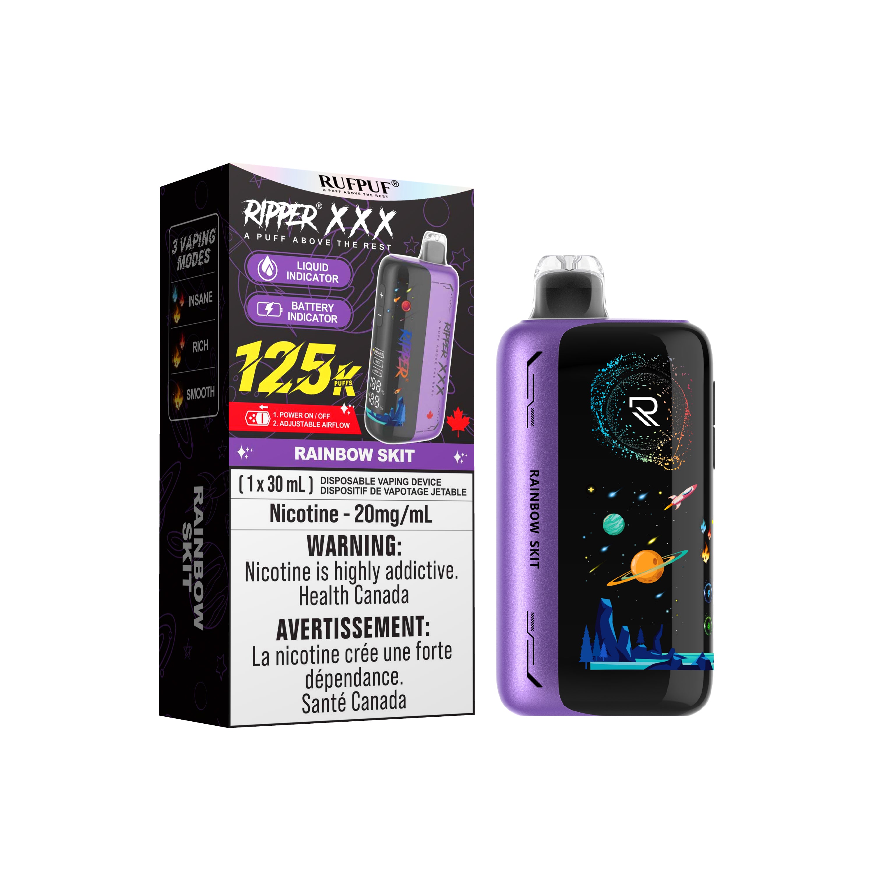 RufPuf Ripper XXX 125K Puffs – Vape Jetable Premium 30 mL