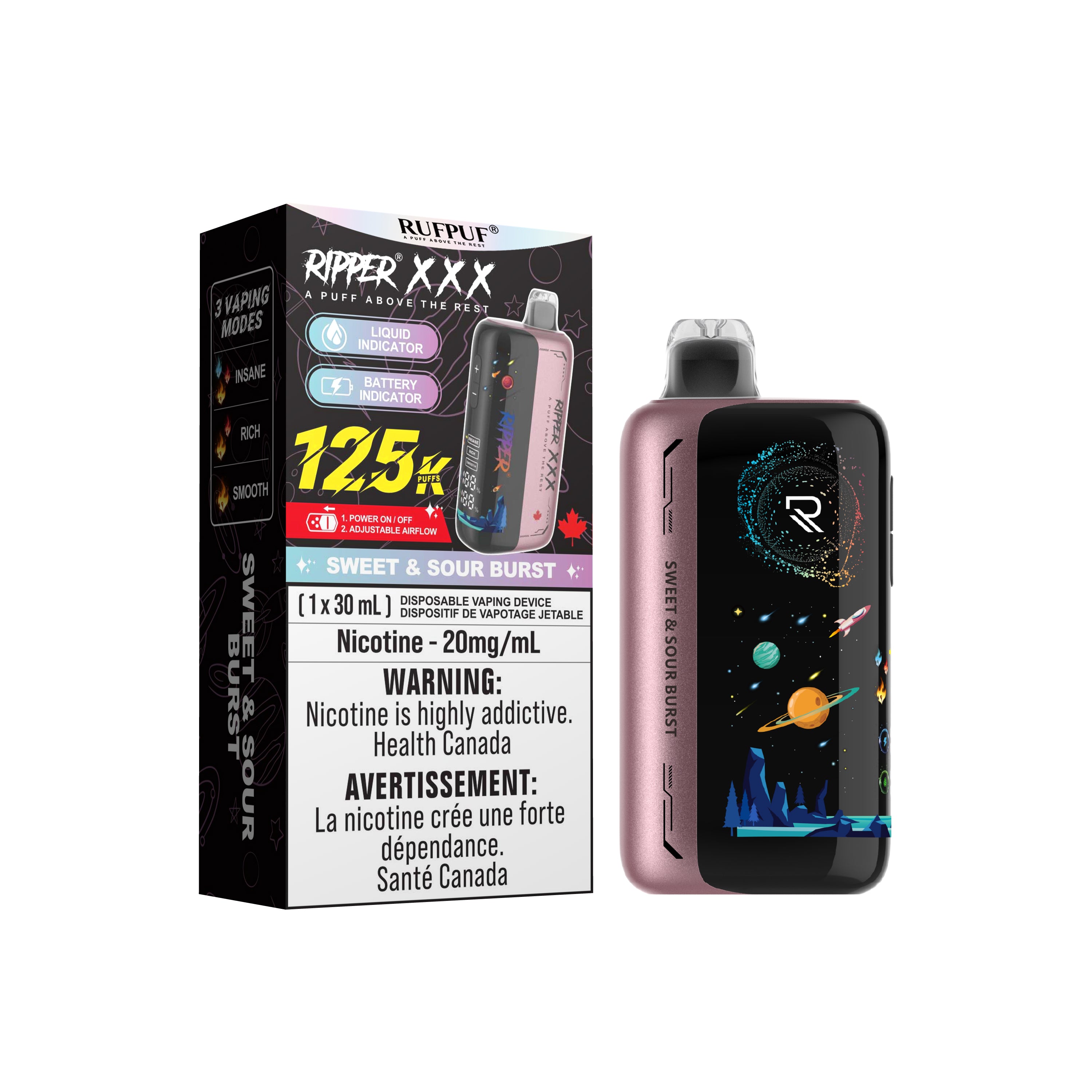 RufPuf Ripper XXX 125K Puffs – Vape Jetable Premium 30 mL
