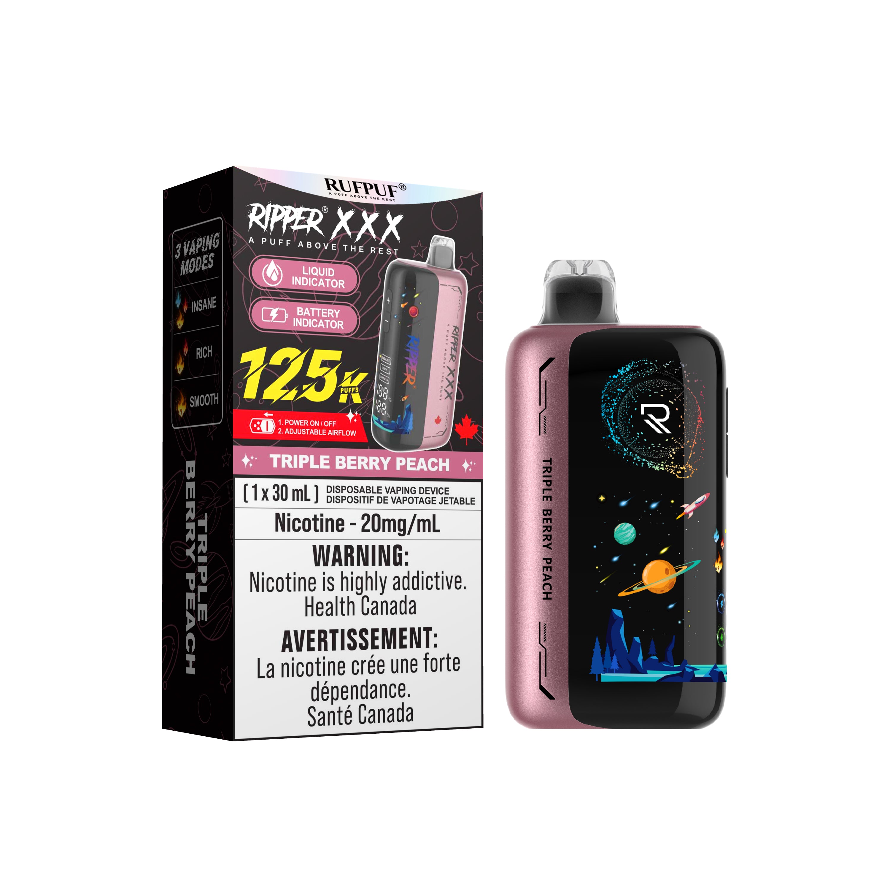 RufPuf Ripper XXX 125K Puffs – Vape Jetable Premium 30 mL