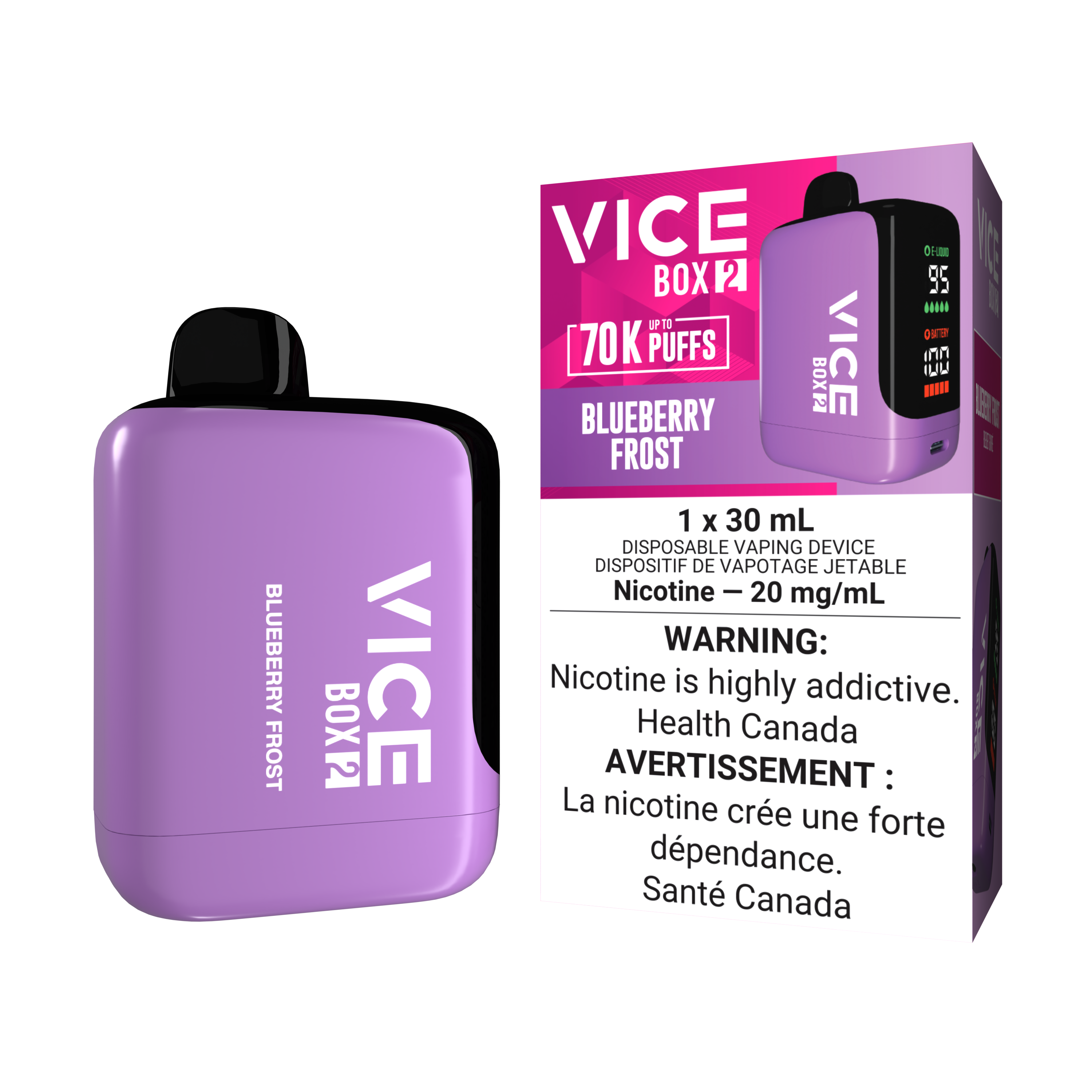 VICE BOX 2 70K Puffs Disposable – 30 mL Adjustable LED Screen