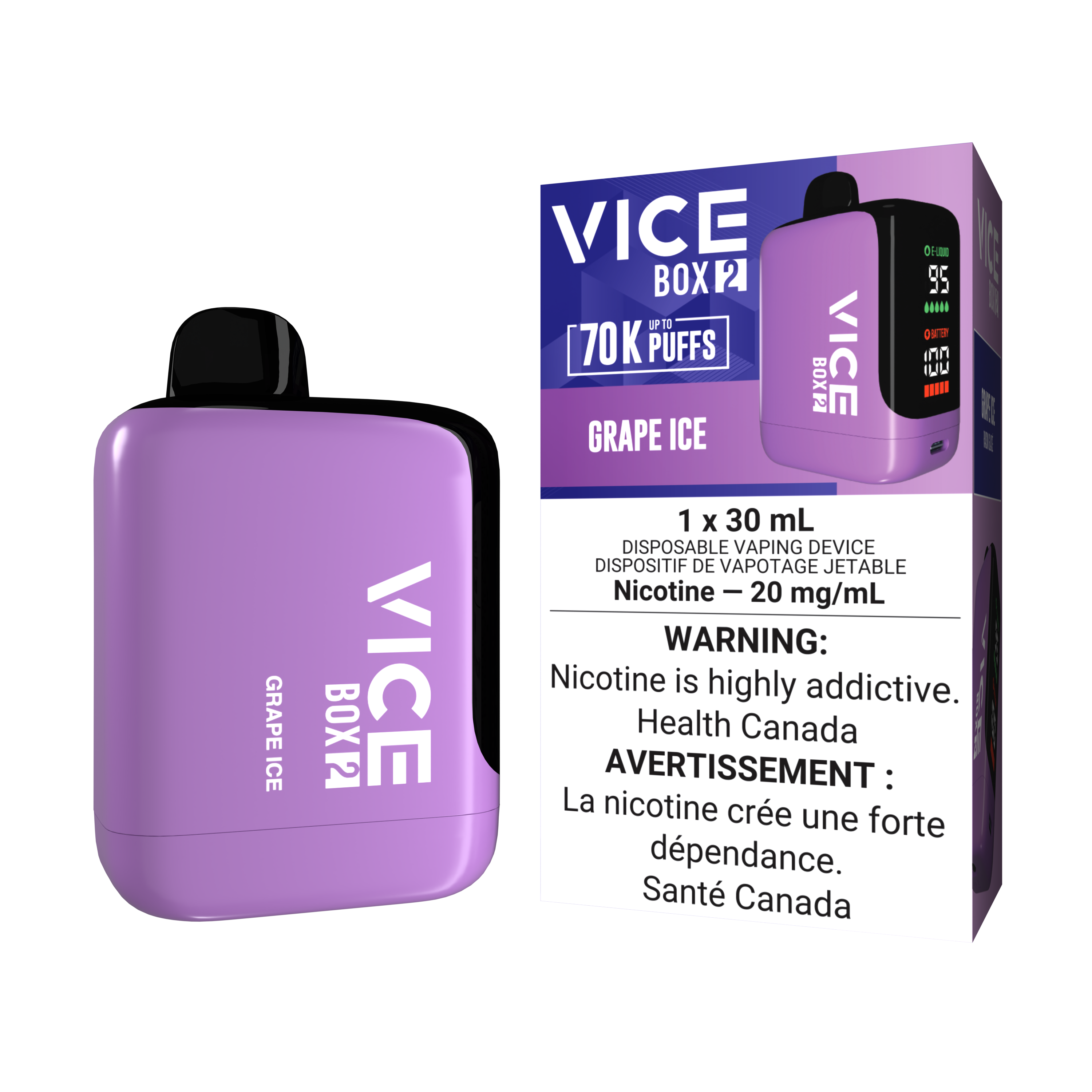 VICE BOX 2 70K Puffs Disposable – 30 mL Adjustable LED Screen