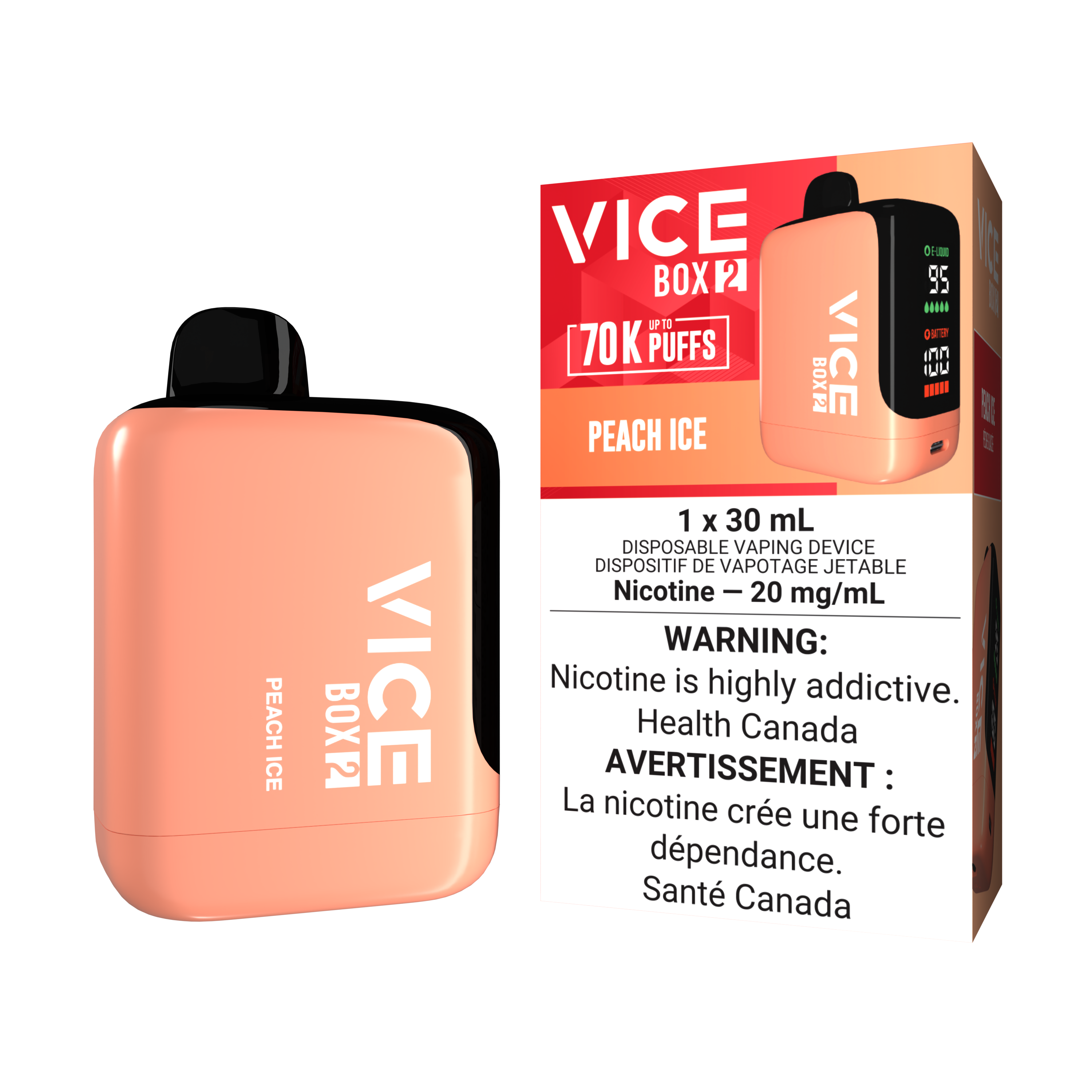 VICE BOX 2 70K Puffs Disposable – 30 mL Adjustable LED Screen